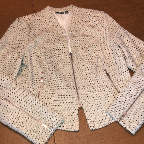 A.N.A. Lined Black and White Zip Blazer Jacket L - Picture 5 of 14